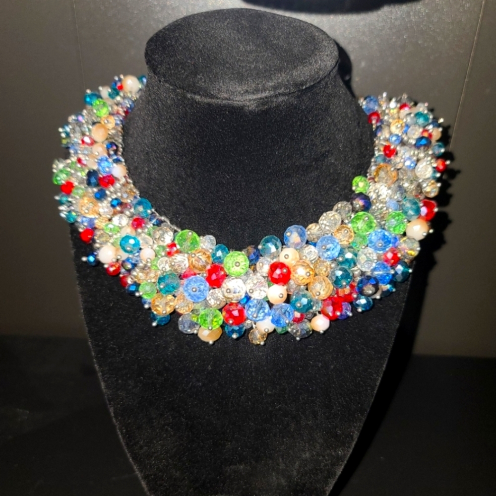 Rainbow Statement beaded necklace